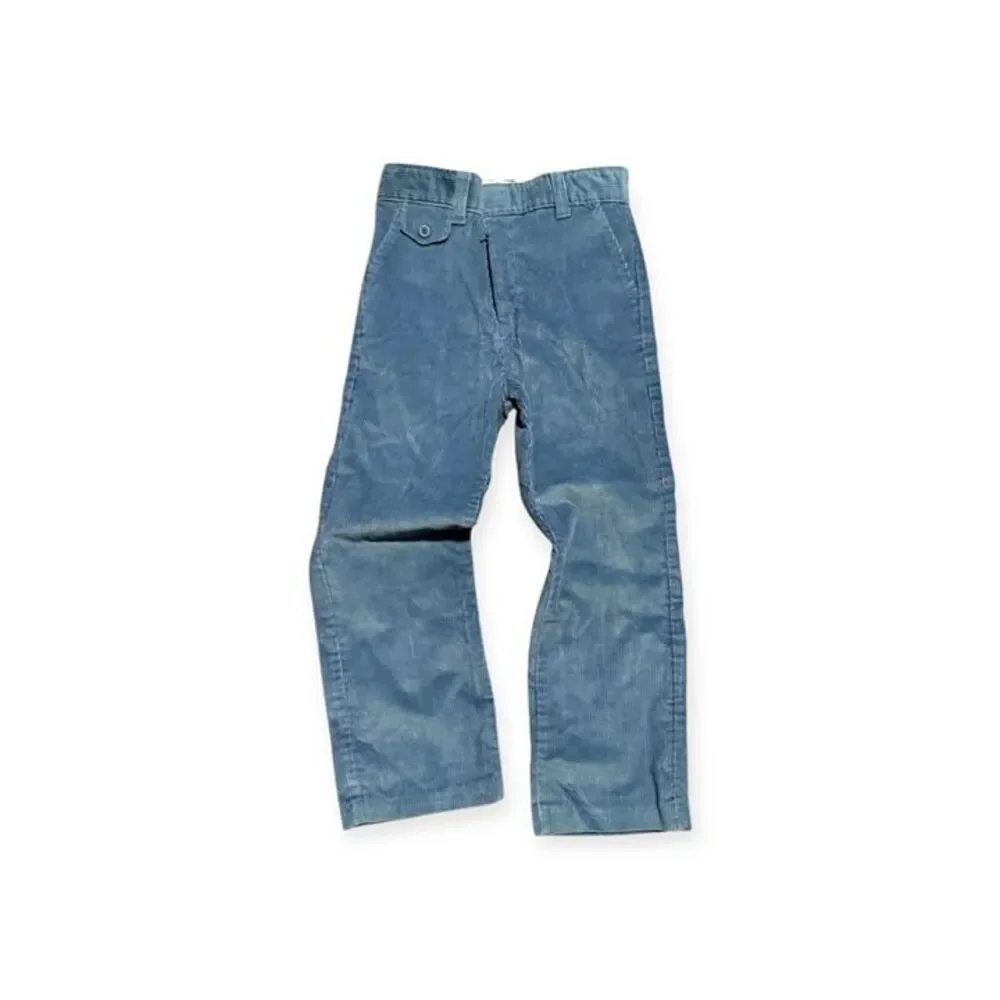 Vintage Fox Velour JCPenney Blue Super Cord Corduroy 70s Pants Kids 6 USA MADE!